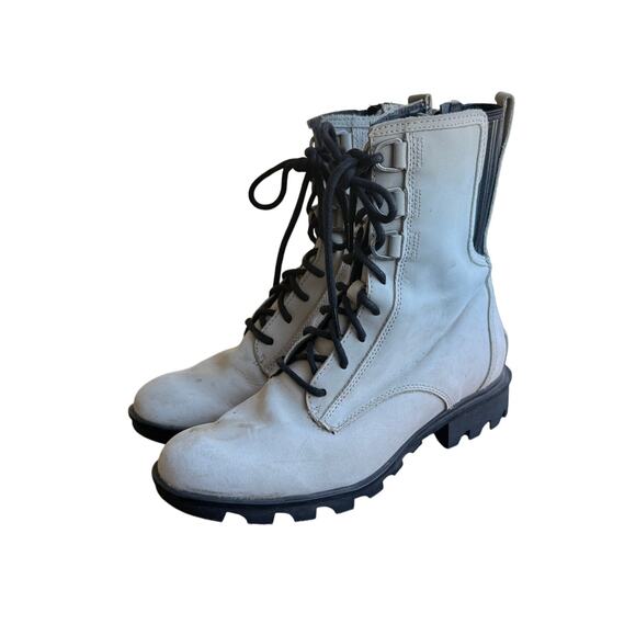Sorel Women’s Waterproof Combat Boots – White Leather – Size 9.5 - Picture 1 of 6